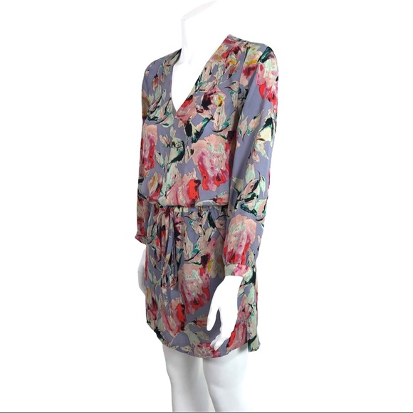 Eight Sixty size XS Drawstring Shirt Dress Lavender Floral Print - Picture 2 of 11